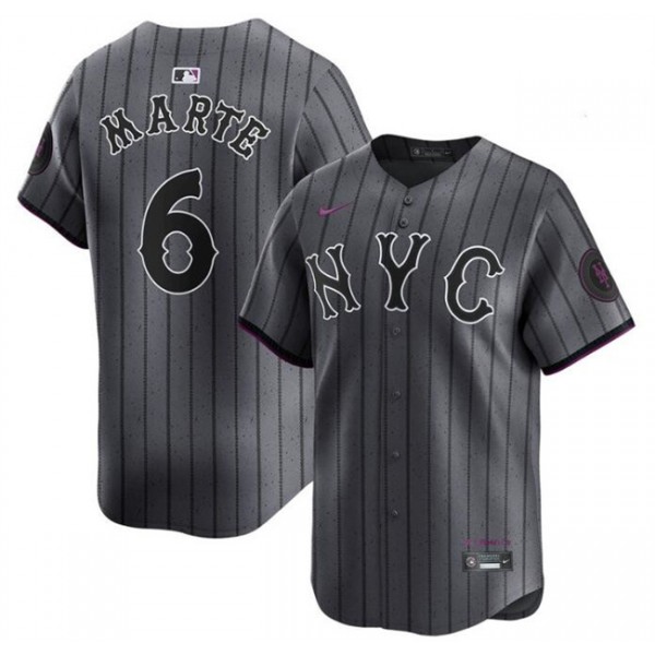 New York Mets #6 Starling Marte Graphite 2024 City Connect Limited Stitched Jersey