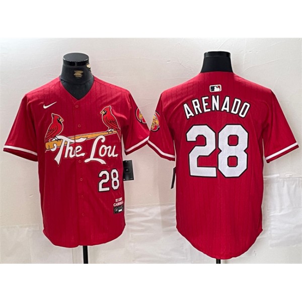 St. Louis Cardinals #28 Nolan Arenado Red 2024 City Connect Stitched Jersey