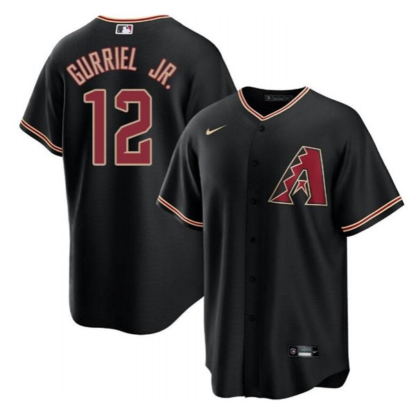 Arizona Diamondbacks #12 Lourdes Gurriel Jr. Black Cool Base Stitched Jersey