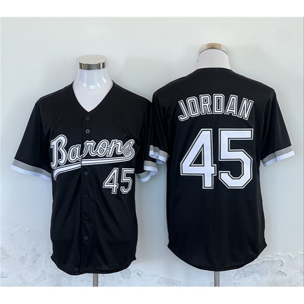 Birmingham Barons #45 Michael Jordan Black Throwback Stitched Jersey