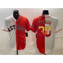 Houston Astros #30 Kyle Tucker White Orange Split With Patch Cool Base Stitched Jersey