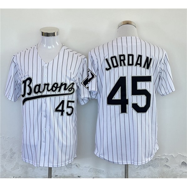 Birmingham Barons #45 Michael Jordan White Throwback Stitched Jersey