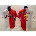 Houston Astros #2 Alex Bregman White Orange Split With Patch Cool Base Stitched Jersey