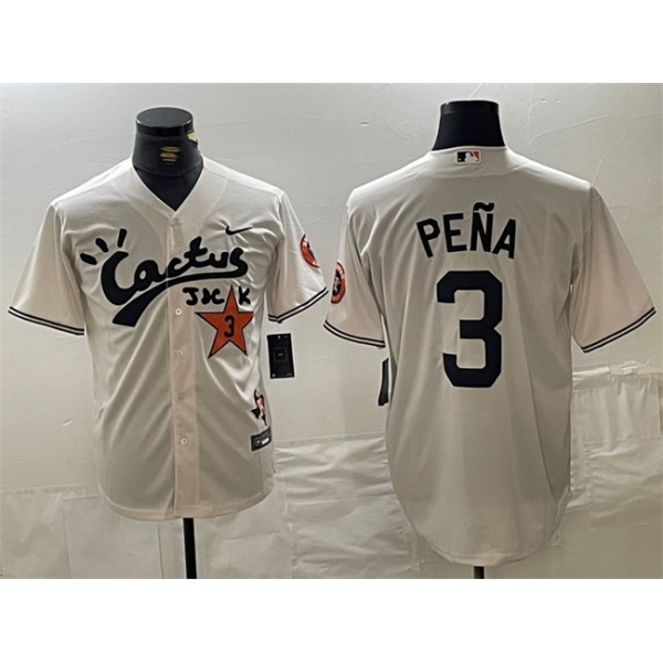 Houston Astros #3 Jeremy PeNa Cream Cactus Jack Vapor Premier Limited Stitched Jersey