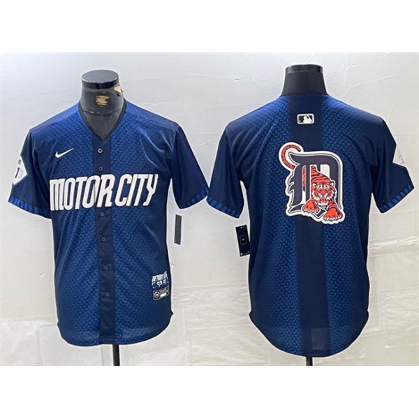 Detroit Tigers Team Big Logo 2024 Navy City Connect Cool Base Limited Stitched Jersey