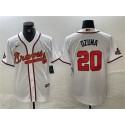 Atlanta Braves #20 Marcell Ozuna White Gold World Series Champions Cool Base Stitched Jersey