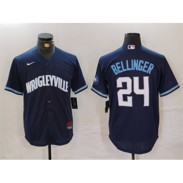 Chicago Cubs #24 Cody Bellinger Navy City Connect Cool Base Stitched Jersey