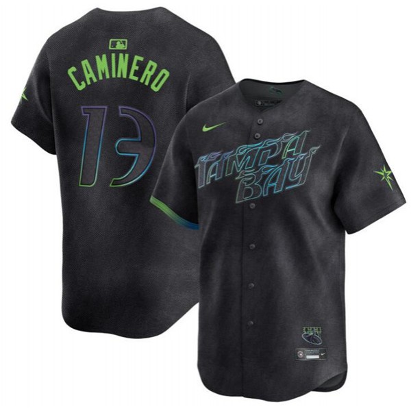 Tampa Bay Rays #13 Junior Caminero Charcoal 2024 City Connect Limited Stitched Jersey