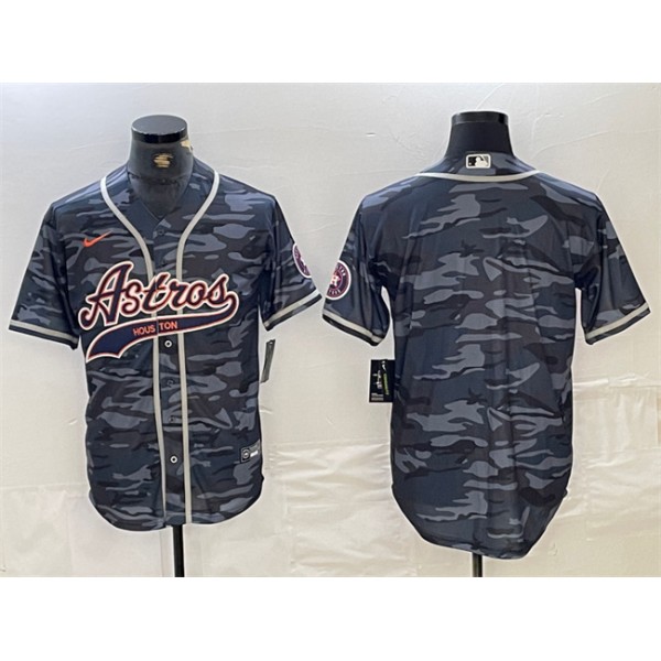 Houston Astros Blank Gray Camo With Patch Cool Base Stitched Jersey