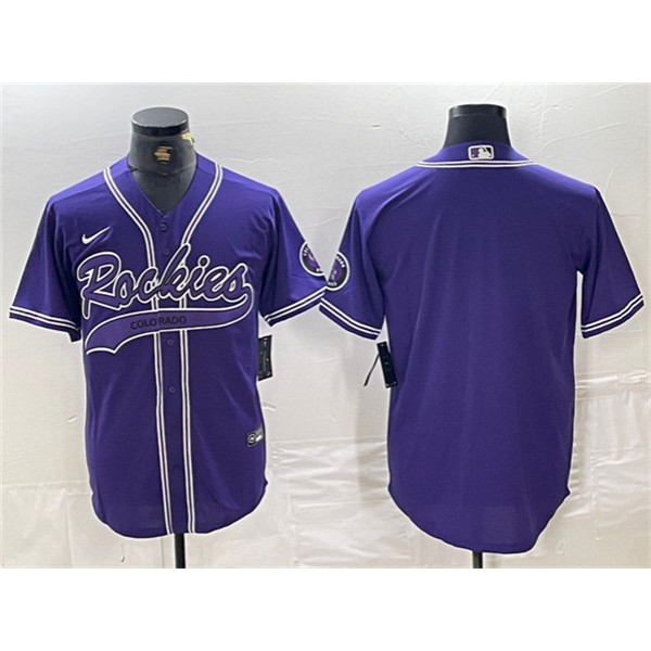 Colorado Rockies Blank Purple Cool Base Stitched Jersey