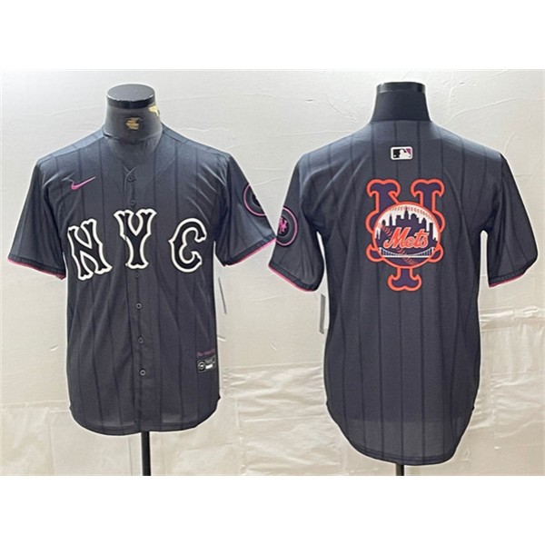 New York Mets Team Big Logo Graphite 2024 City Connect Limited Stitched Jersey