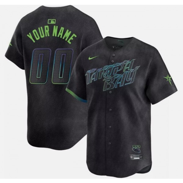 Tampa Bay Rays Custom Charcoal 2024 City Connect Limited Stitched Jersey