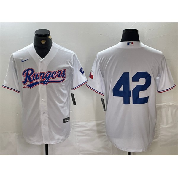 Texas Rangers #42 Jackie Robinson White Cool Base Stitched Jersey