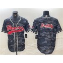 Atlanta Braves Gray Camo Team Big Logo Cool Base With Patch Stitched Jersey