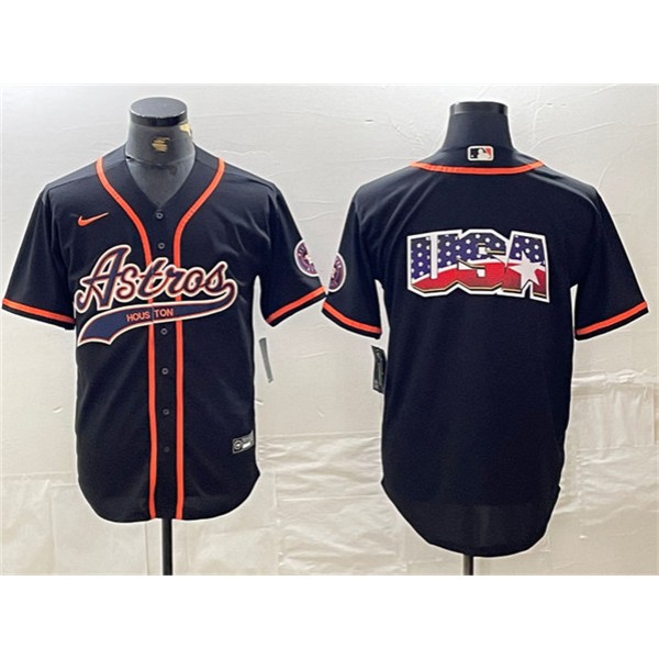 Houston Astros Black Team Big Logo With Patch Cool Base Stitched Jersey