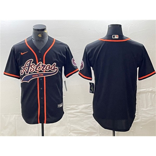 Houston Astros Blank Black With Patch Cool Base Stitched Jersey