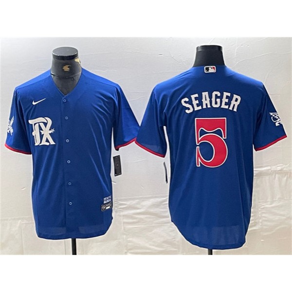 Texas Rangers #5 Corey Seager Royal City Connect Stitched Jersey