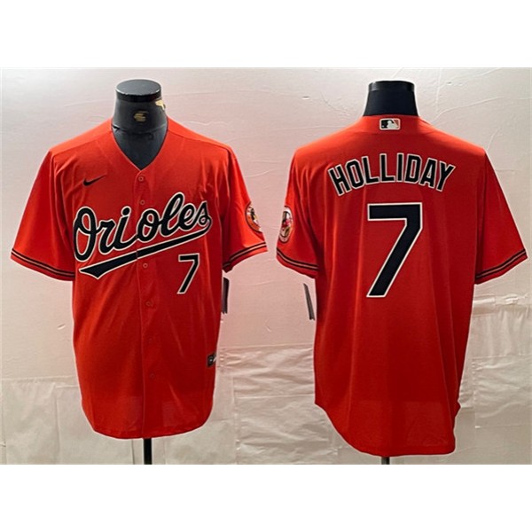 Baltimore Orioles #7 Jackson Holliday Orange With Patch Cool Base Stitched Jersey