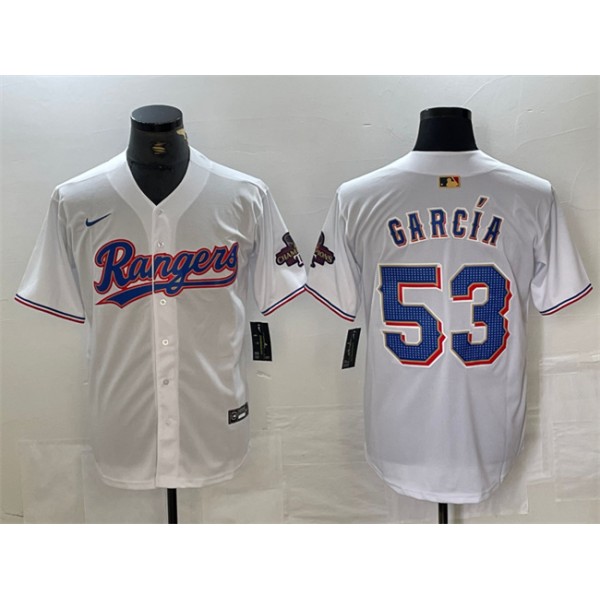 Texas Rangers #53 Adolis García White Gold Cool Base Stitched Jersey