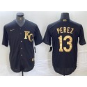 Kansas City Royals #13 Salvador Perez Black Cool Base Stitched Jersey