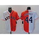 Houston Astros #44 Yordan Alvarez White Orange Split With Patch Cool Base Stitched Jersey