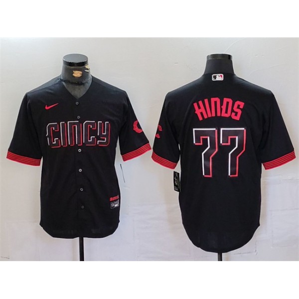 Cincinnati Reds #77 Rece Hinds Black 2023 City Connect Cool Base Stitched Jersey