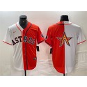 Houston Astros White Orange Split Team Big Logo With Patch Cool Base Stitched Jersey