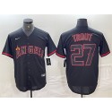 Los Angeles Angels #27 Mike Trout Black Red Cool Base Stitched Jersey