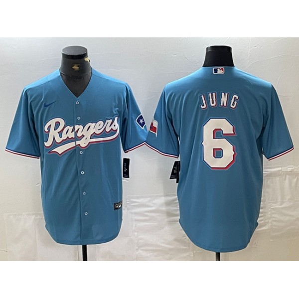 Texas Rangers #6 Josh Jung Blue Cool Base Stitched Jersey