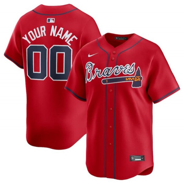 Atlanta Braves Custom Red 2024 Alternate Limited Stitched Jersey