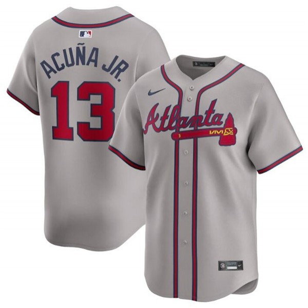 Atlanta Braves #13 Ronald Acuña Jr. Gray 2024 Away Limited Stitched Jersey