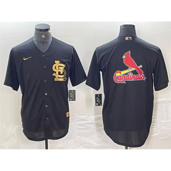 St. Louis Cardinals Black Team Big Logo Cool Base Stitched Jersey