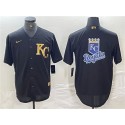 Kansas City Royals Black Team Big Logo Cool Base Stitched Jersey