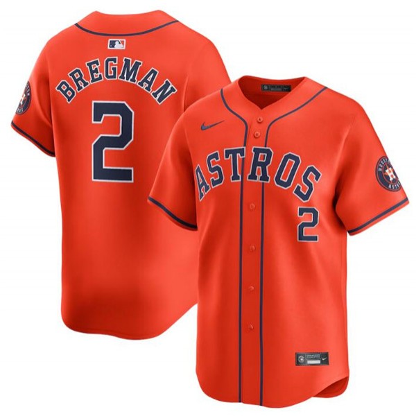 Houston Astros #2 Alex Bregman Orange 2024 Alternate Limited Stitched Jersey