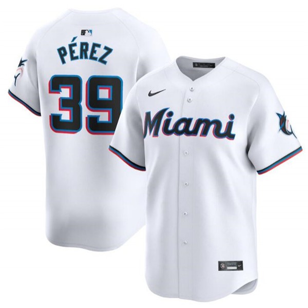Miami Marlins #39 Eury Pérez White 2024 Home Limited Stitched Jersey