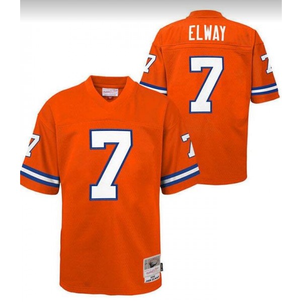 1990 Mitchell And Ness Orange Denver Broncos #7 John Elway Stitched Jersey