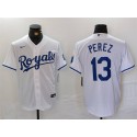Kansas City Royals #13 Salvador Perez White Cool Base Stitched Jersey