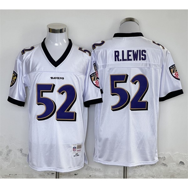 Baltimore Ravens #52 Ray Lewis White Throwback Stitched Jersey