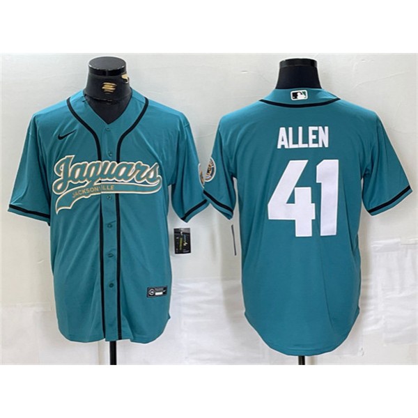 Jacksonville Jaguars #41 Josh Allen Teal With Patch Cool Base Stitched Jersey