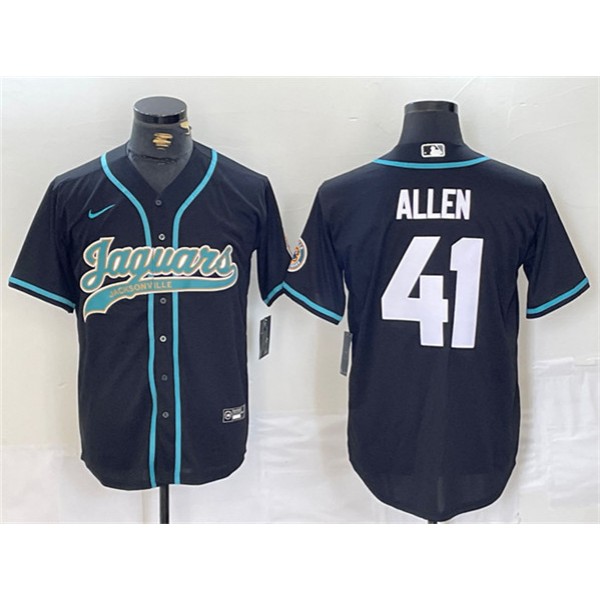Jacksonville Jaguars #41 Josh Allen Black With Patch Cool Base Stitched Jersey
