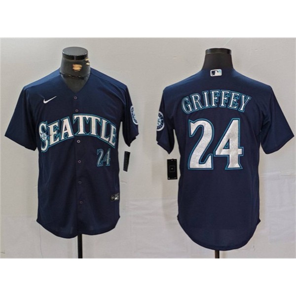 Seattle Mariners #24 Ken Griffey Jr. Navy Cool Base Stitched Jersey