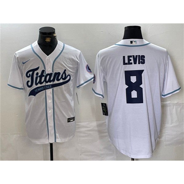 Tennessee Titans #8 Will Levis White With Patch Cool Base Stitched Jersey