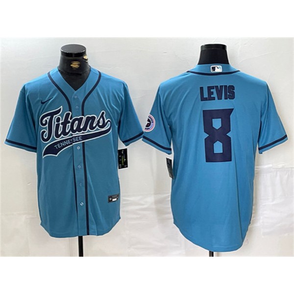Tennessee Titans #8 Will Levis Blue With Patch Cool Base Stitched Jersey