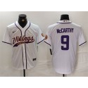 Minnesota Vikings #9 J.J. McCarthy White Cool Base Stitched Jersey