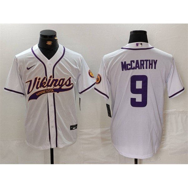 Minnesota Vikings #9 J.J. McCarthy White Cool Base Stitched Jersey