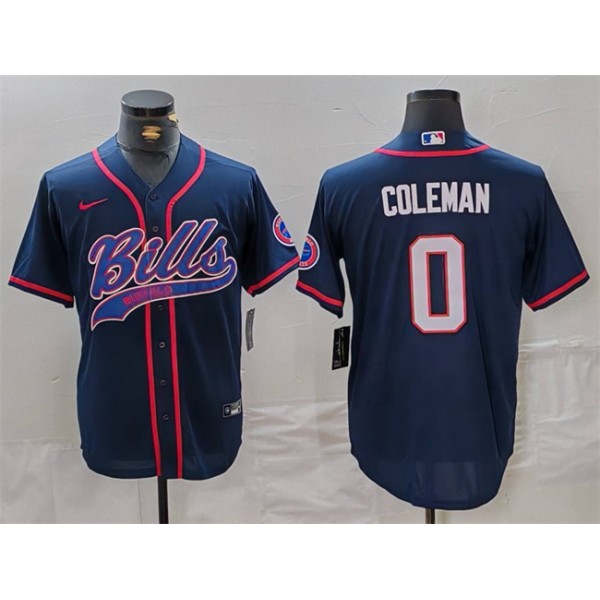 Buffalo Bills #0 Keon Coleman Navy With Patch Cool Base Stitched Jersey