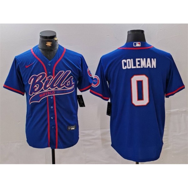 Buffalo Bills #0 Keon Coleman Blue With Patch Cool Base Stitched Jersey