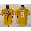 Minnesota Vikings #9 J.J. McCarthy Yellow Cool Base Stitched Jersey