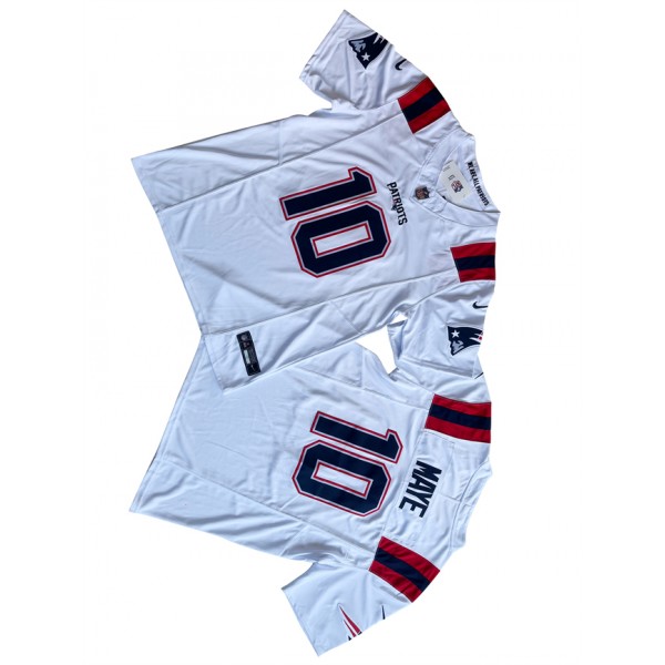 New England Patriots #10 Drake Maye White 2024 Draft F.U.S.E Vapor Limited Stitched Jersey