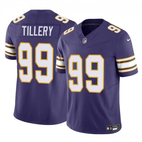 Minnesota Vikings #99 Jerry Tillery Purple 2023 F.U.S.E. Throwback Vapor Untouchable Limited Stitched Jersey